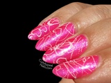 Hot Pink Stamped Nails