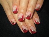 Red Diagonal French nails