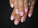 Pink&amp;white marble nails