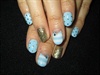 Light blue and gold mix nails