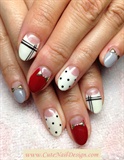 Red x Grey Reverse French nails