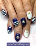 Navy Blue Houndstooth Pattern Nails