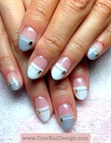 Grey and White French Gel Nails