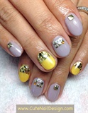 Grey x Yellow gel nails