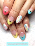 Colorful Summer Vertical Marble Nails