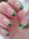 Green glittering nail art