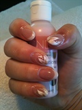 White acrylic with hand paintet nail art