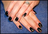 Black Nails with Gloden tips