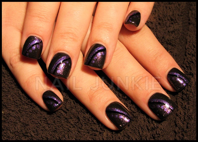 Black and Purple Marble Nails - wide 3