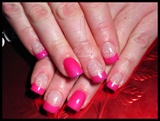 Acrylic with Gel Polish in Bright Pink