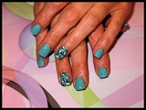 Turquoise Blue with Leopard design