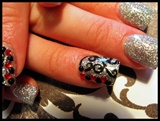 Glitter Acrylic Nails with design