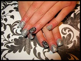 Glitter Acrylic Nails with design