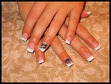Wedding Nails with Feather Accent