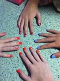 Orange, Blue, and Red