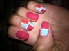 Pink and light blue nails