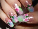 Marble Acrylic Tips and Spring Flowers