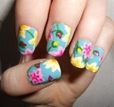 Bright Spring Flower Nail Art