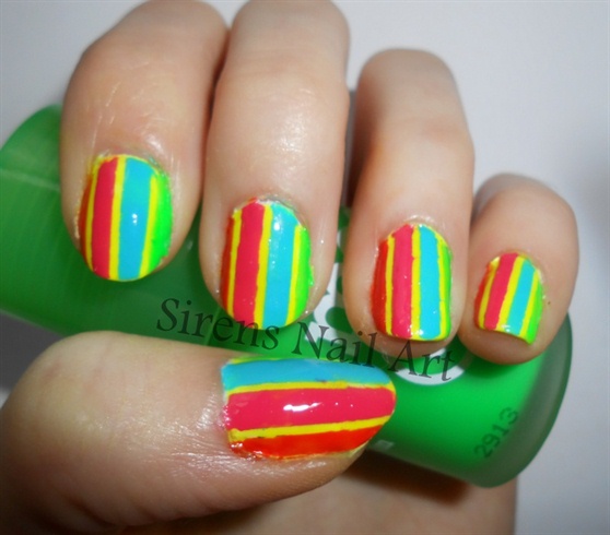 Neon Stripe Nail Art