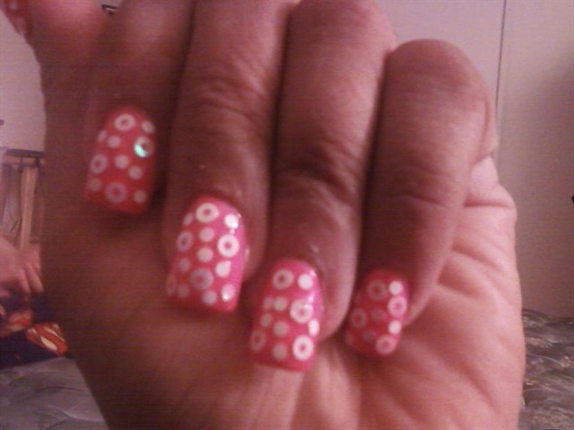 neon pink with polka dots