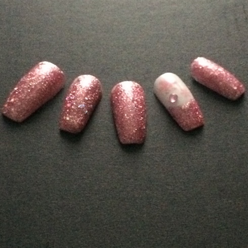 Pink Sparkly Xmas Nails