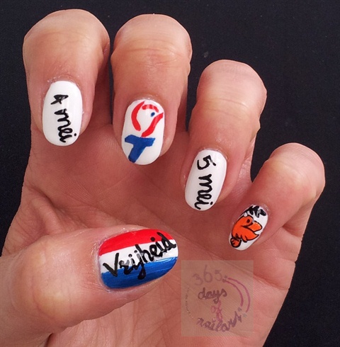 Nail art Dutch Liberation Day (May 5th)