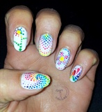 Rainbow dotted nails