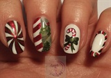 Candy striped Christmas nails