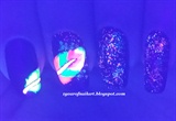 Neon feather nail art