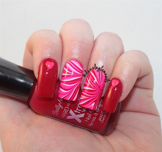 Valentine&#39;s Water Marble Nails
