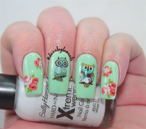 Floral Owl Nails