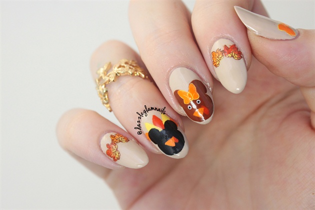 Mickey &amp; Minnie Thanksgiving Nails