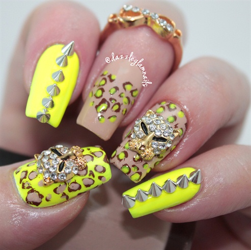 Neon Leopard Print Nails