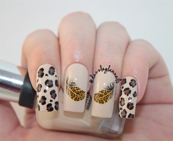Leopard Feather Nails