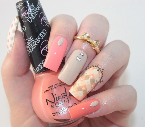 Easter Checkered Print Nails