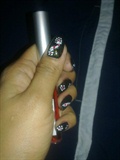 black flowery nails
