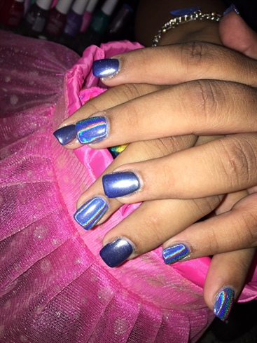 Blue Holographic Nails
