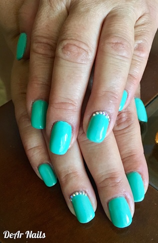 Turquoise Gel Nails With Sparkle!!