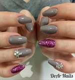 Fab Gray-brown Nails With Crystals 
