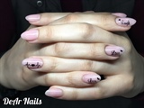 Nude Pink Nails With Stamping 