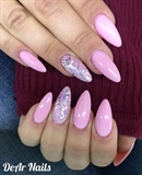 Long Pink Almond Nails 