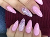 Long Pink Almond Nails 