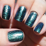Color shift polish with stamping