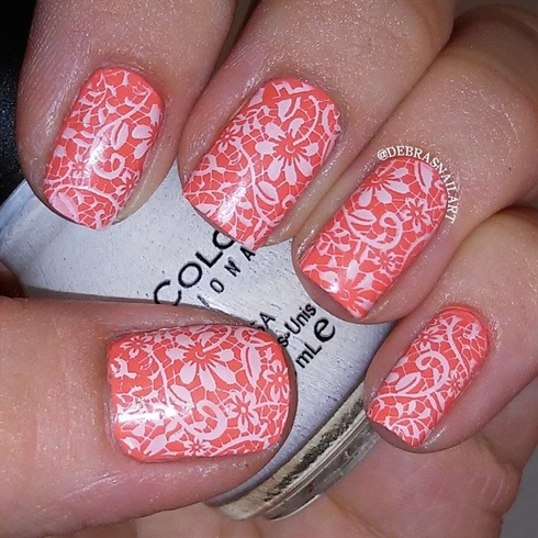 Peach Lace stamping