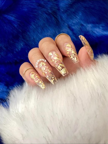 Clear Nails With Gold Foil