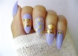 Purple Nails With Gold Foil