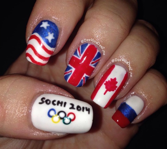 Winter Olympics Nail Art