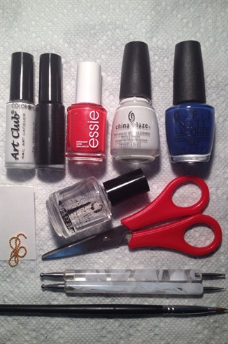 Here is a look at the the polish colors and tools that I used to create this look.