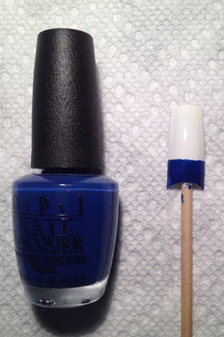 Apply a royal blue color at the base of the nail (this will be for the faded jeans).