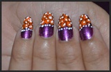 Orange Flowers on Purple Nails